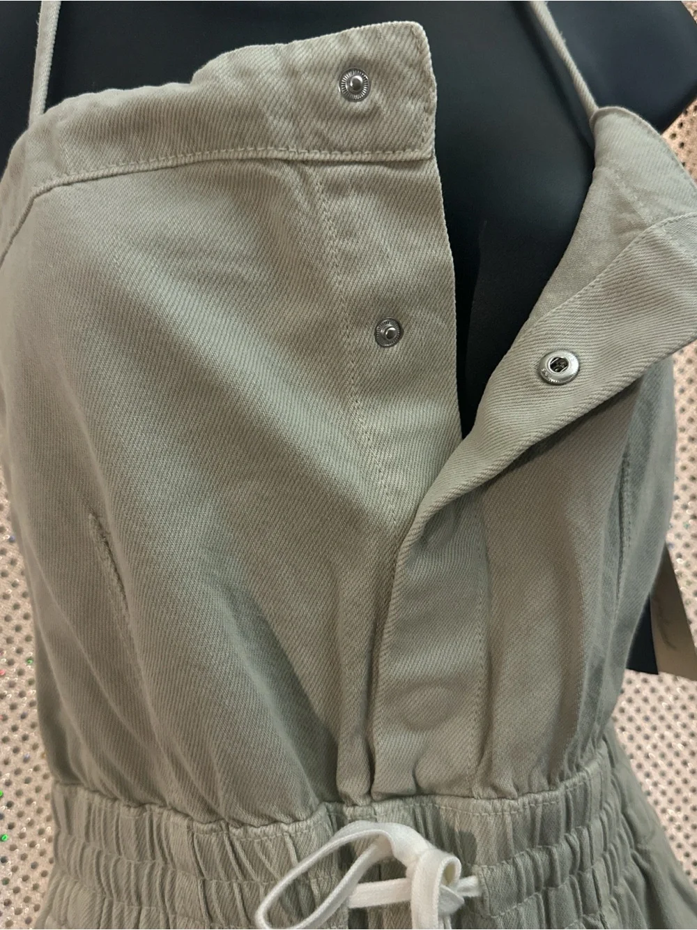Universal Thread Khaki Green Drawstring Romper’s - Picture 3 of 4